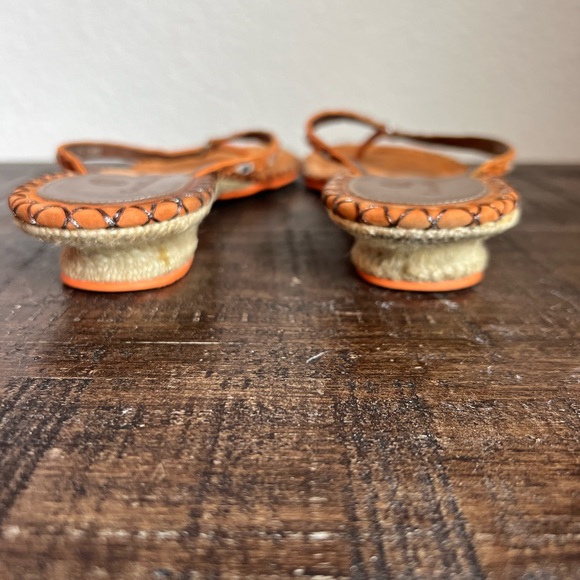 Y2K Cole Haan Dava Thong Orange (Topaz) Leather Clear Stone Embellishment 9.5 - Picture 5 of 8